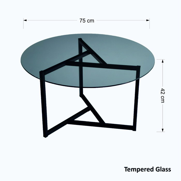 Hanah Home Trio Mesa de Centro de Cristal Templado Fume y Negro